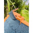 DARLUX Rechteckiges Vogel Futter Haus  Futterstelle Holz Vogelhaus Braun / Blau