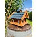 DARLUX Rechteckiges Vogel Futter Haus  Futterstelle Holz Vogelhaus Braun / Blau