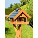 DARLUX Rechteckiges Vogel Futter Haus Holz Vogelhaus + Ständer Braun / Blau