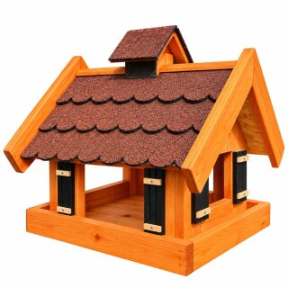 DARLUX Rechteckiges Vogel Futter Haus  Futterstelle Holz Vogelhaus Braun / Rot