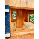 DARLUX Rechteckiges Vogel Futter Haus  Futterstelle Holz Vogelhaus Braun / Rot