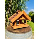DARLUX Rechteckiges Vogel Futter Haus  Futterstelle Holz Vogelhaus Braun / Rot