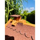 DARLUX Rechteckiges Vogel Futter Haus  Futterstelle Holz Vogelhaus Braun / Rot
