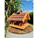 DARLUX Rechteckiges Vogel Futter Haus  Futterstelle Holz Vogelhaus Braun / Rot