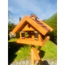 DARLUX Rechteckiges Vogel Futter Haus Holz Vogelhaus + Ständer Braun / Rot