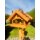 DARLUX Rechteckiges Vogel Futter Haus Holz Vogelhaus + Ständer Braun / Rot