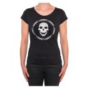 BANKROTT Design Damen T-Shirt Totenkopf groß - silber auf schwarz