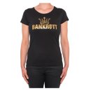 BANKROTT Design Damen T-Shirt Schriftzug und Krone - gold...