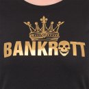 BANKROTT Design Damen T-Shirt Schriftzug und Krone - gold auf schwarz